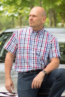 Kortærmet herreskjorte fra PreEnd - Rome - rød og blå